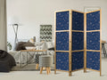 Cosmic Sun Moon Dragonfly 3-Panel Japanese Room Divider