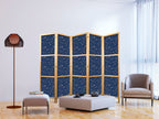 Japanese Room Divider - Cosmic Fantasy Pattern with Suns, Moons & Dragonflies