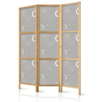 Japanese Room Divider Cosmic Fireworks Moons and Stars on Gray