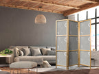 Japanese Room Divider Cosmic Fireworks Moons and Stars on Gray