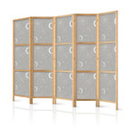 Moon and Star Japanese Room Divider on Gray Background