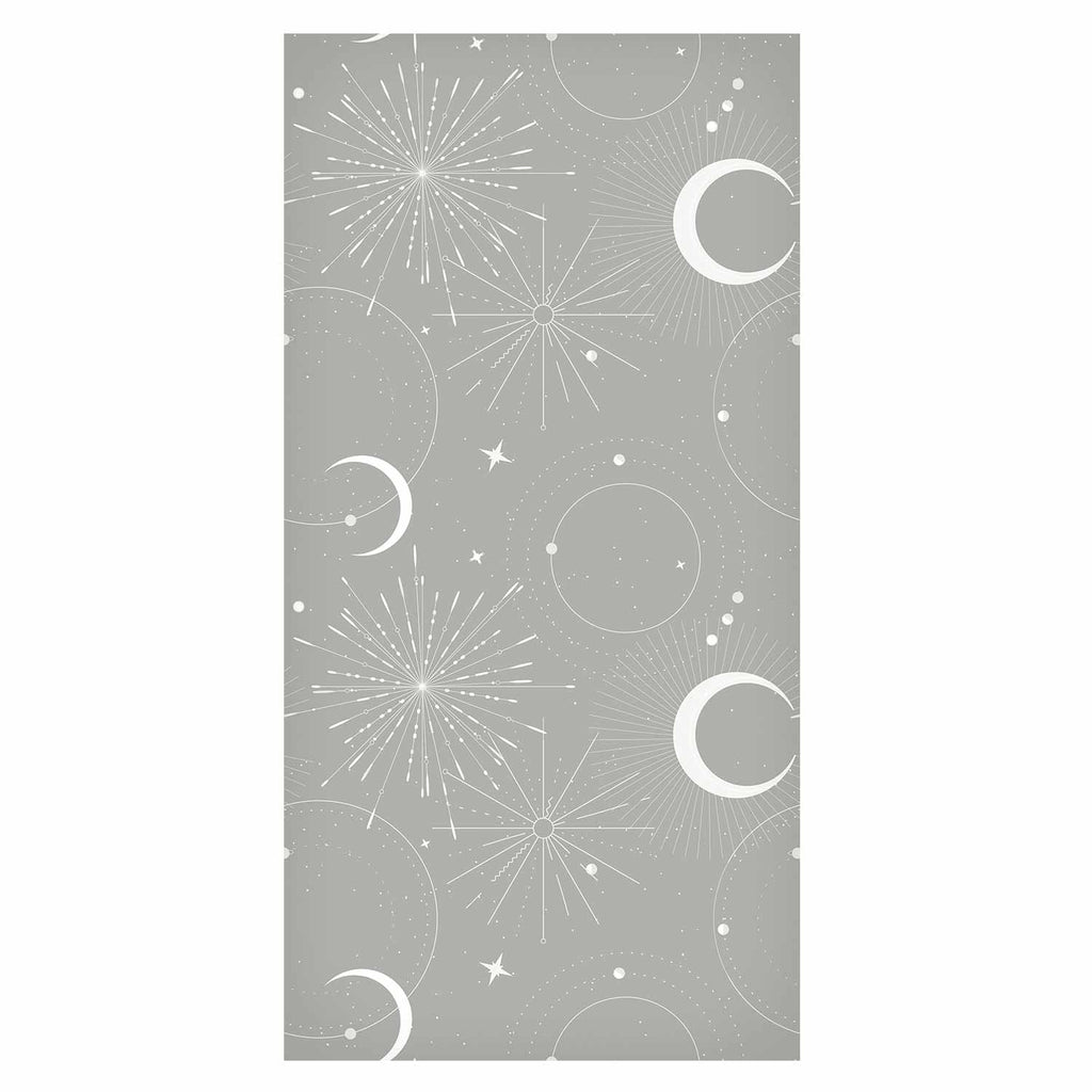 Moon and Stars Grey Pattern Wallpaper