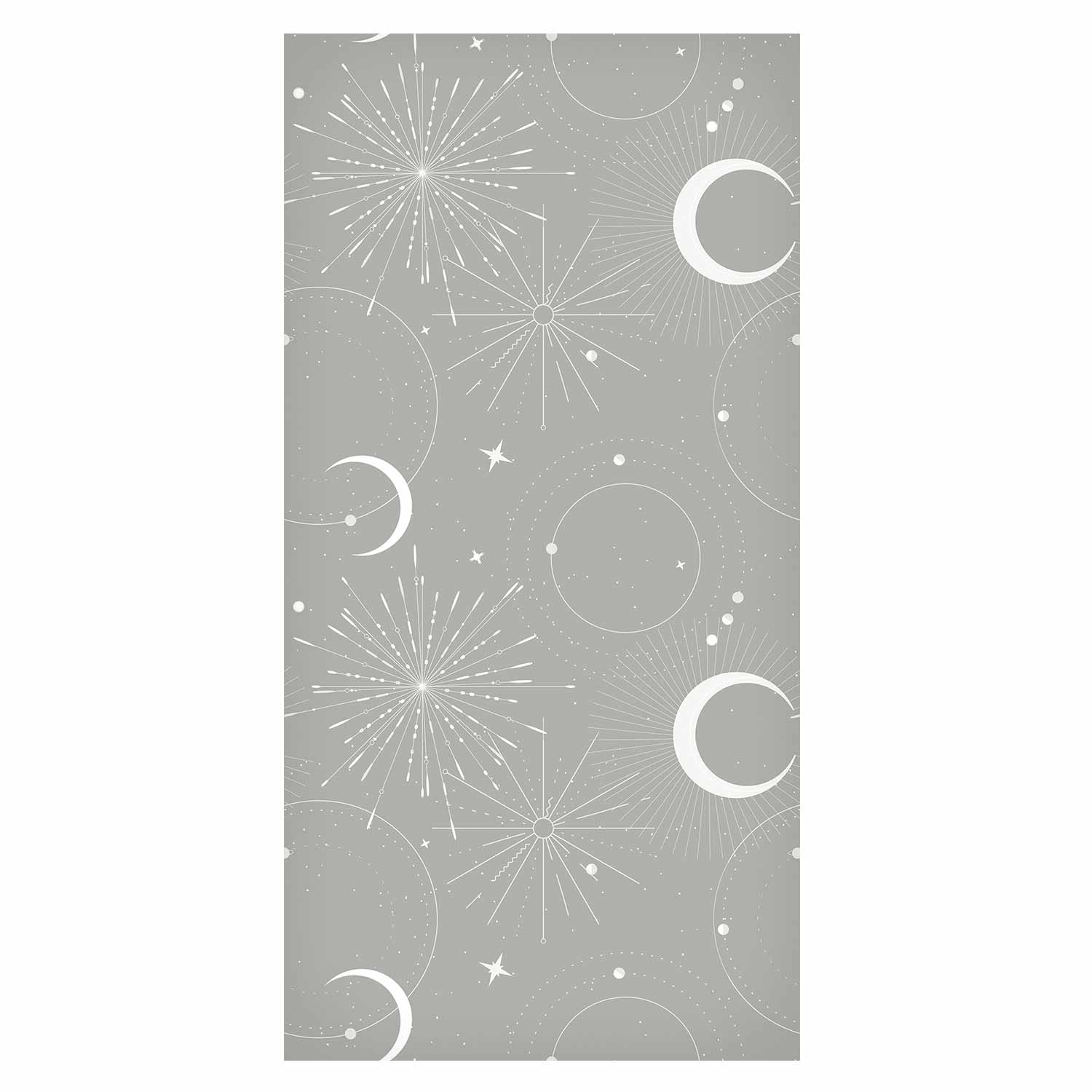 Moon and Stars Grey Pattern Wallpaper