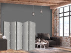 Room Divider - Cosmic Fireworks: Elegant Pattern with Moons and Stars on a Gray Background