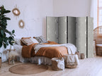 Room Divider - Cosmic Fireworks: Elegant Pattern with Moons and Stars on a Gray Background