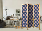 Japanese Room Divider - Sunny Pattern Repeating Sun Motif on Navy Background
