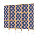 Japanese Room Divider with Sunny Pattern on Navy