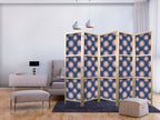 Japanese Room Divider with Sunny Pattern on Navy