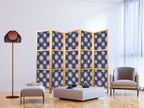 Japanese Room Divider with Sunny Pattern on Navy