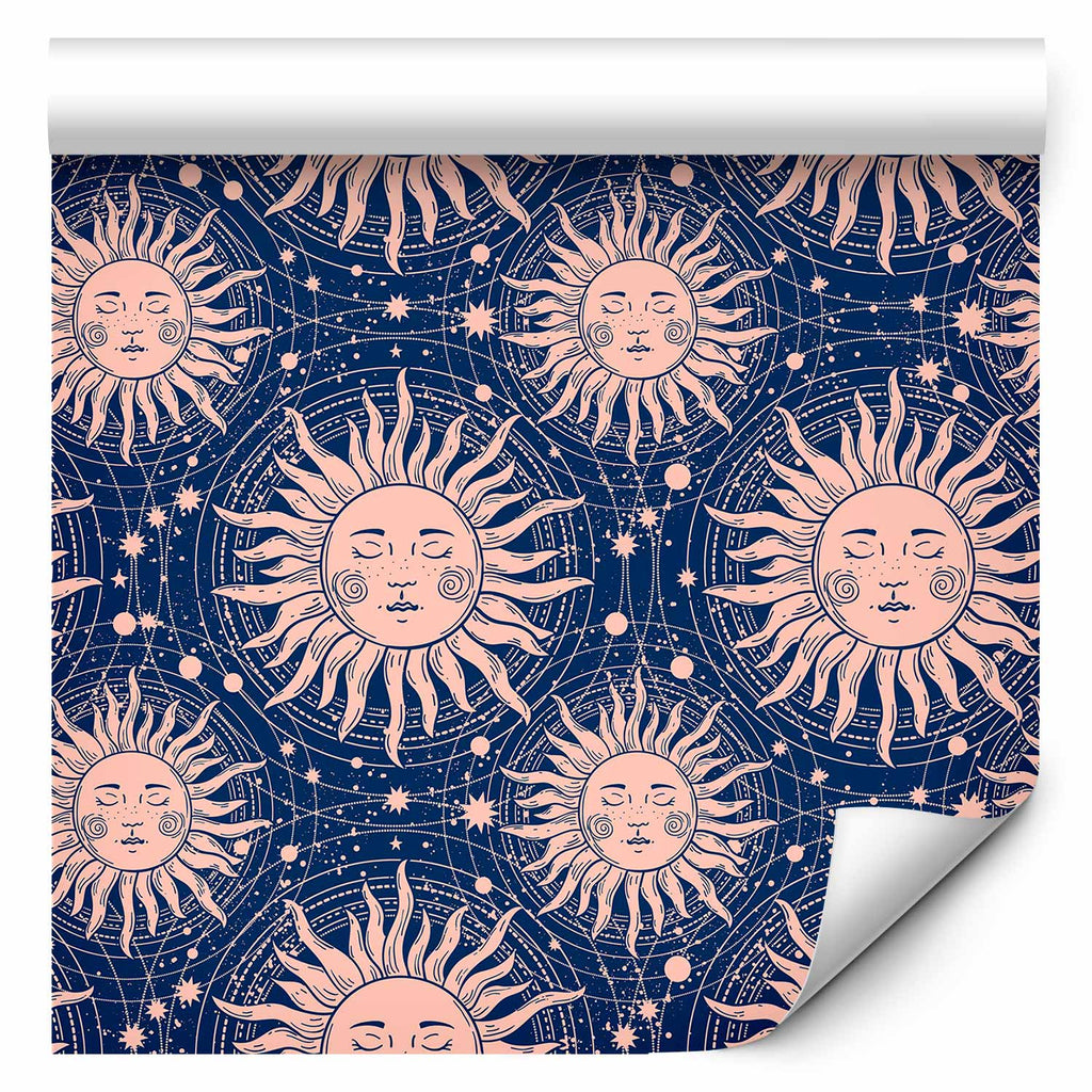 Wallpaper Sunny Patterns - Repeating Sun Motif on Navy