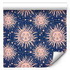 Wallpaper Sunny Patterns - Repeating Sun Motif on Navy