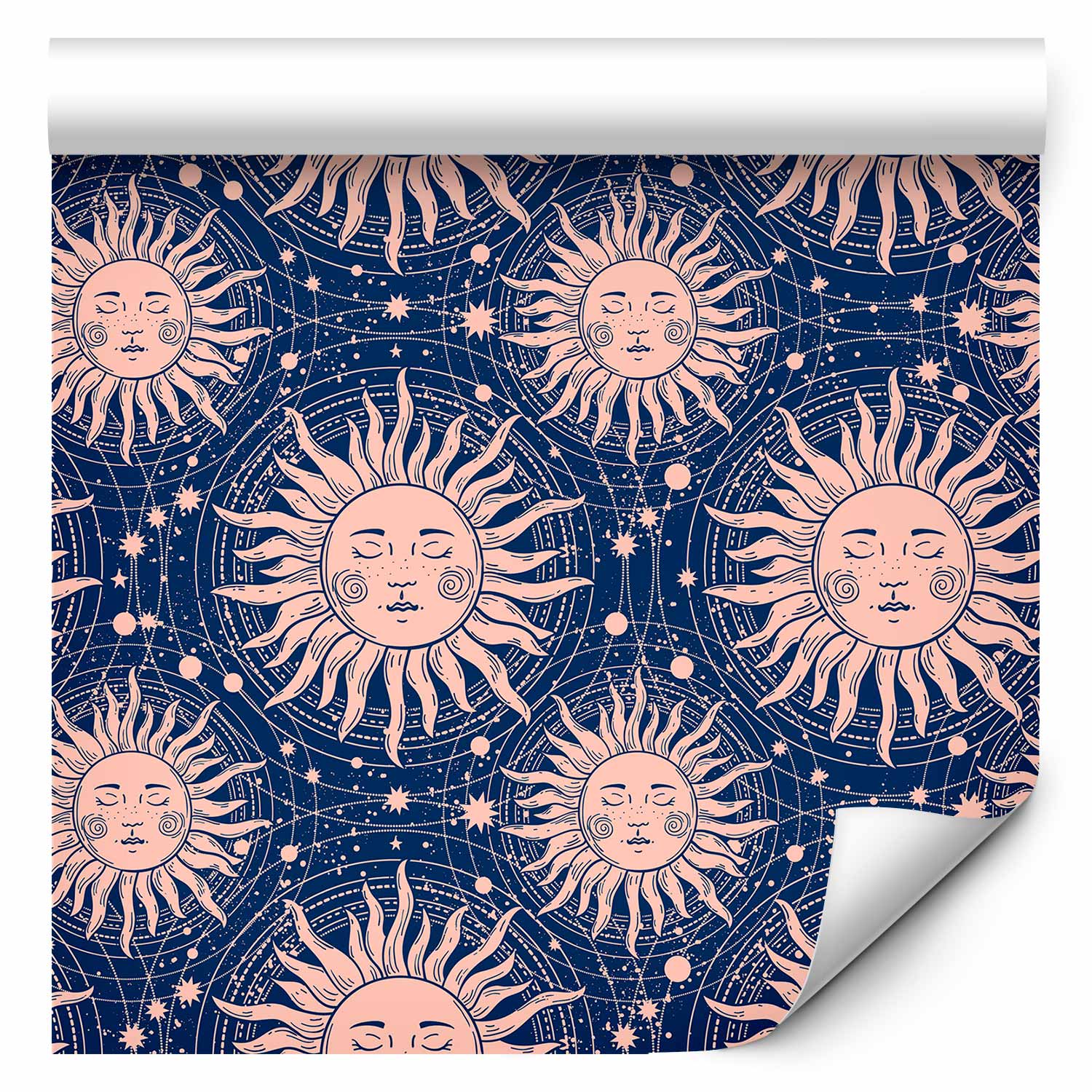 Wallpaper Sunny Patterns - Repeating Sun Motif on Navy