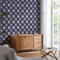 Repeating Sun Pattern Navy Wallpaper