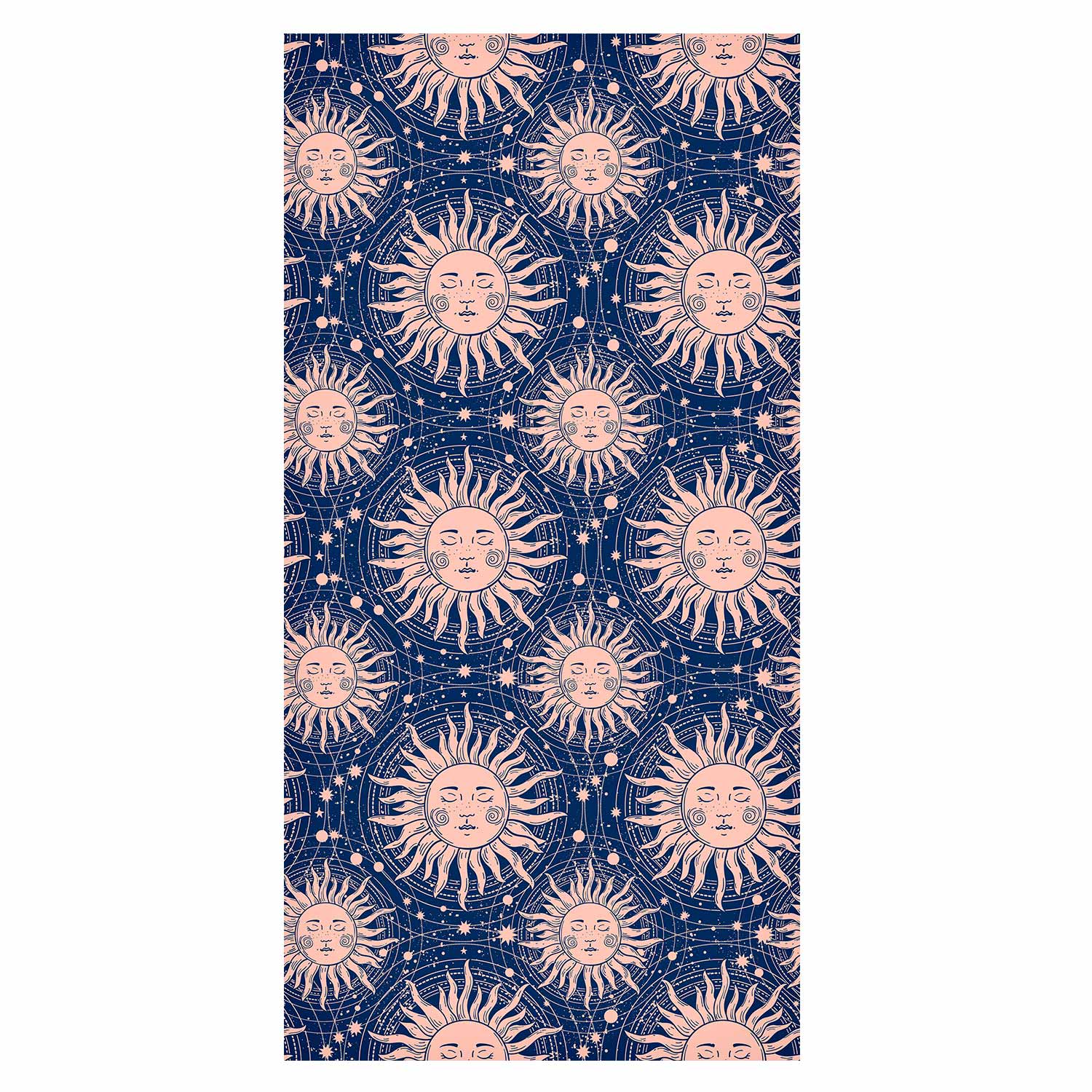 Repeating Sun Pattern Navy Wallpaper