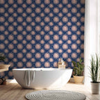 Repeating Sun Pattern Navy Wallpaper