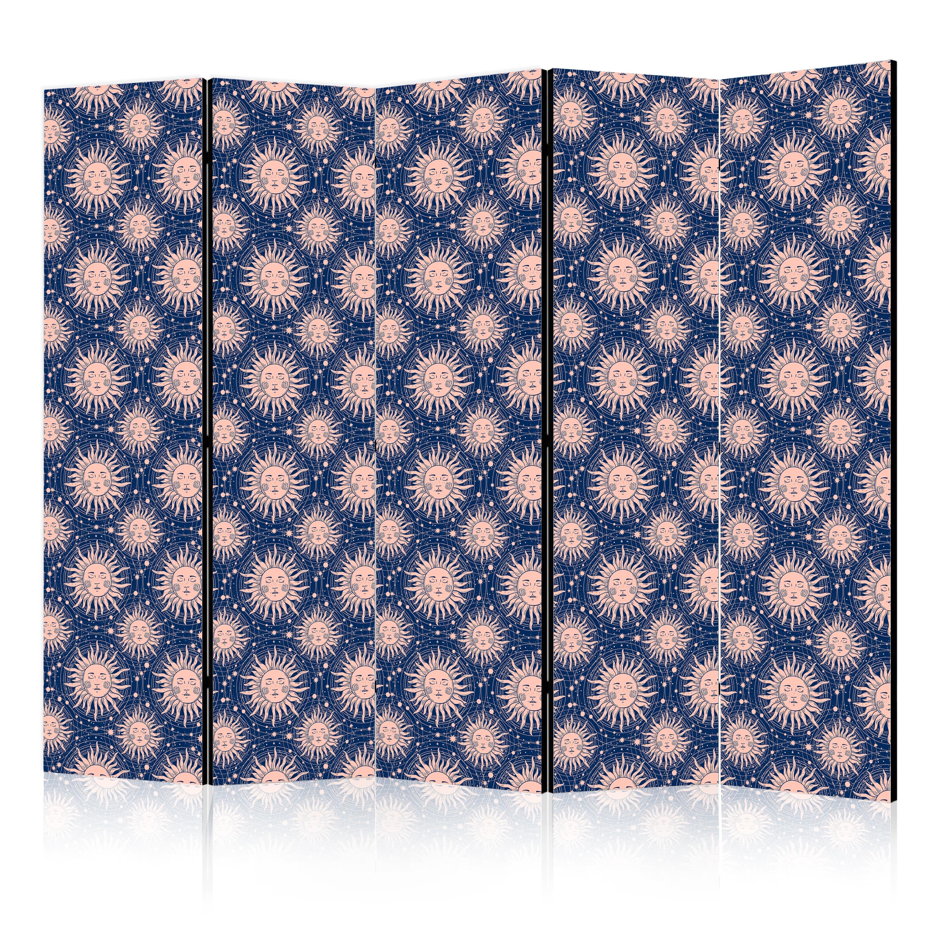 Room Divider with Sunny Pattern - Navy Background