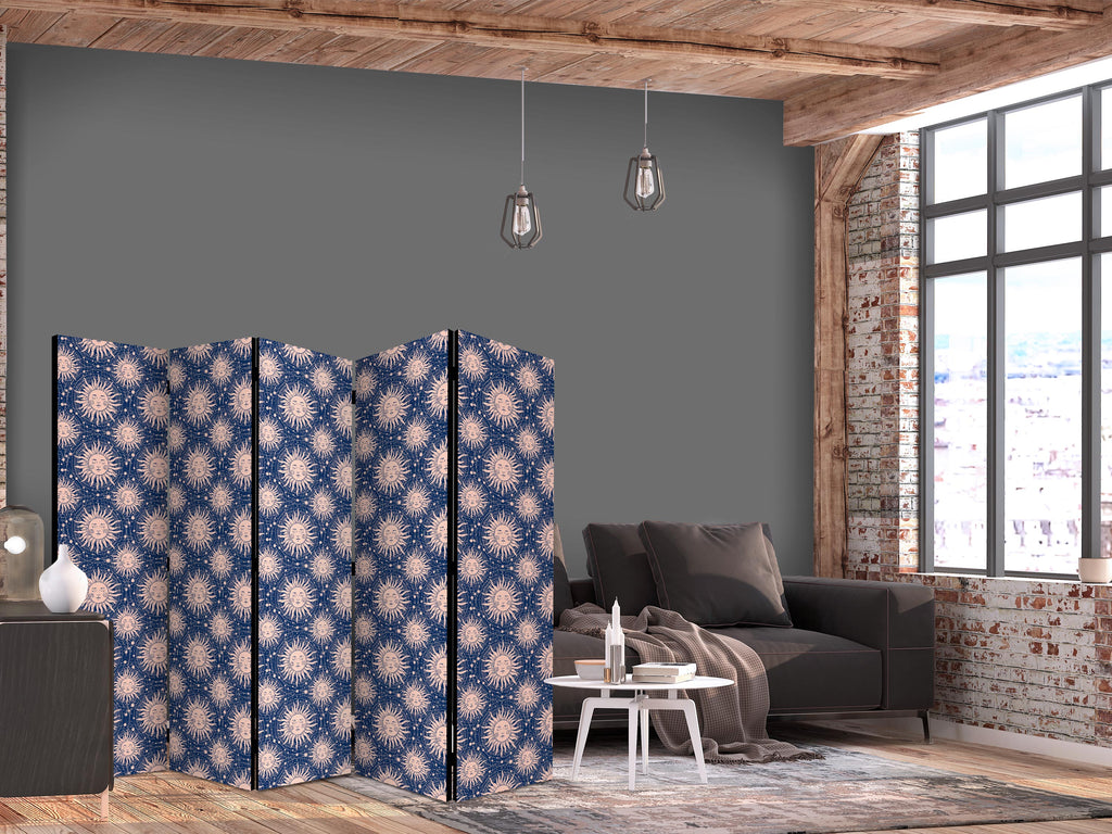 Room Divider with Sunny Pattern - Navy Background