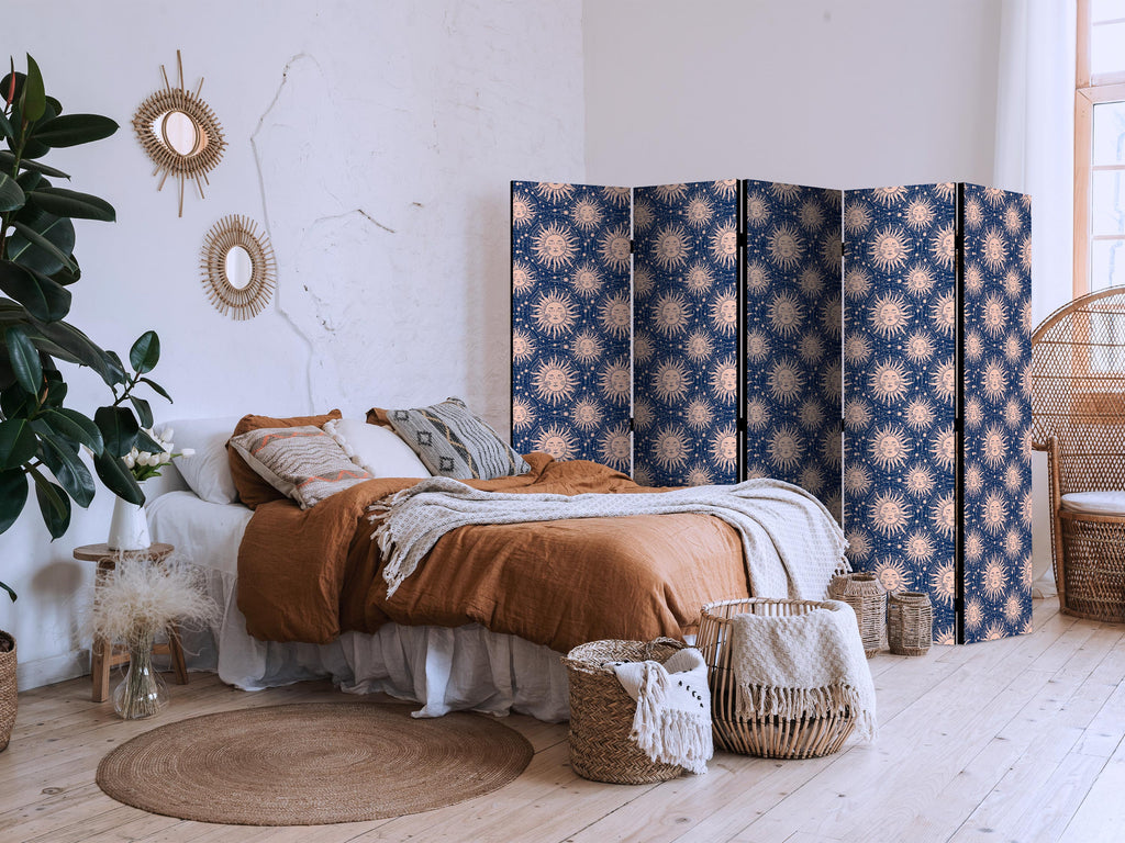 Room Divider with Sunny Pattern - Navy Background
