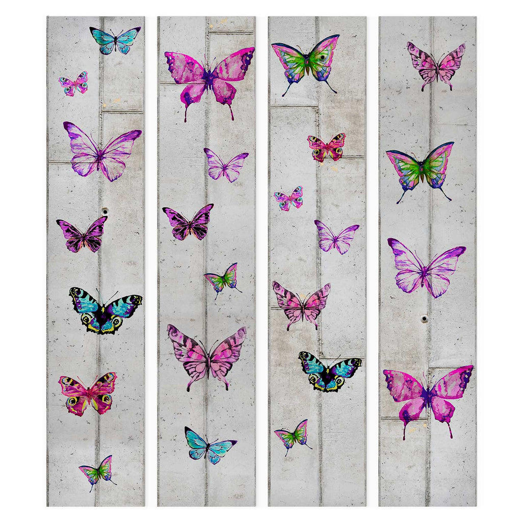Colorful Butterflies Concrete Texture Wallpaper