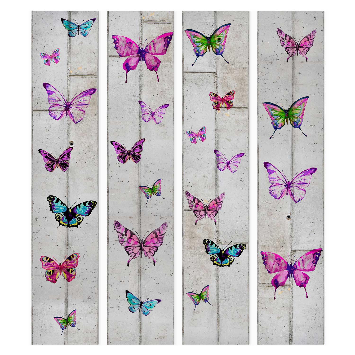 Colorful Butterflies Concrete Texture Wallpaper