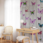 Colorful Butterflies Concrete Texture Wallpaper