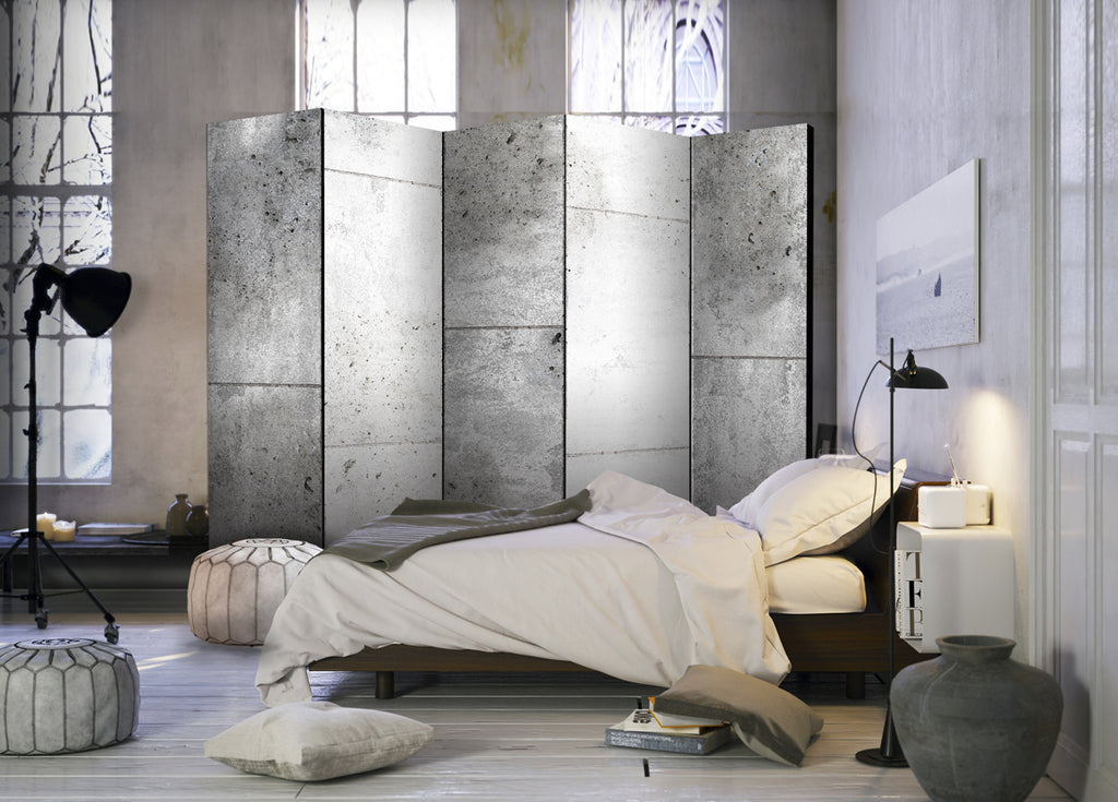Concrete Texture Grey 5-Panel Room Divider