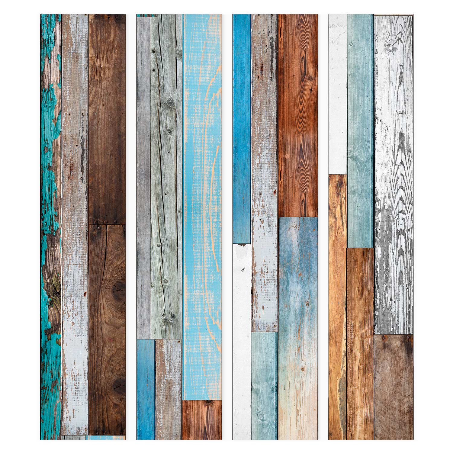 Vintage Rustic Wood Multicolor Wallpaper