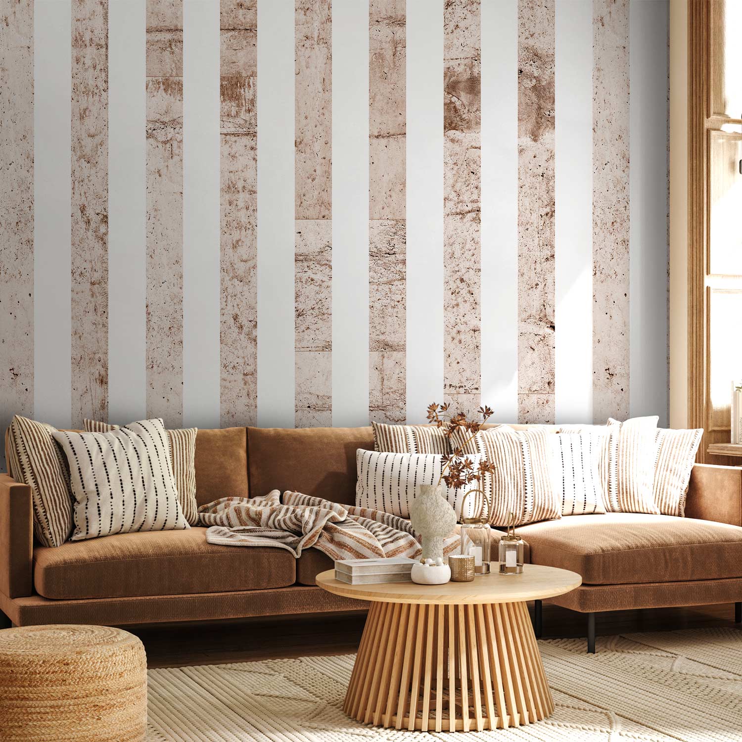 Concrete Stripe Texture Industrial Wallpaper