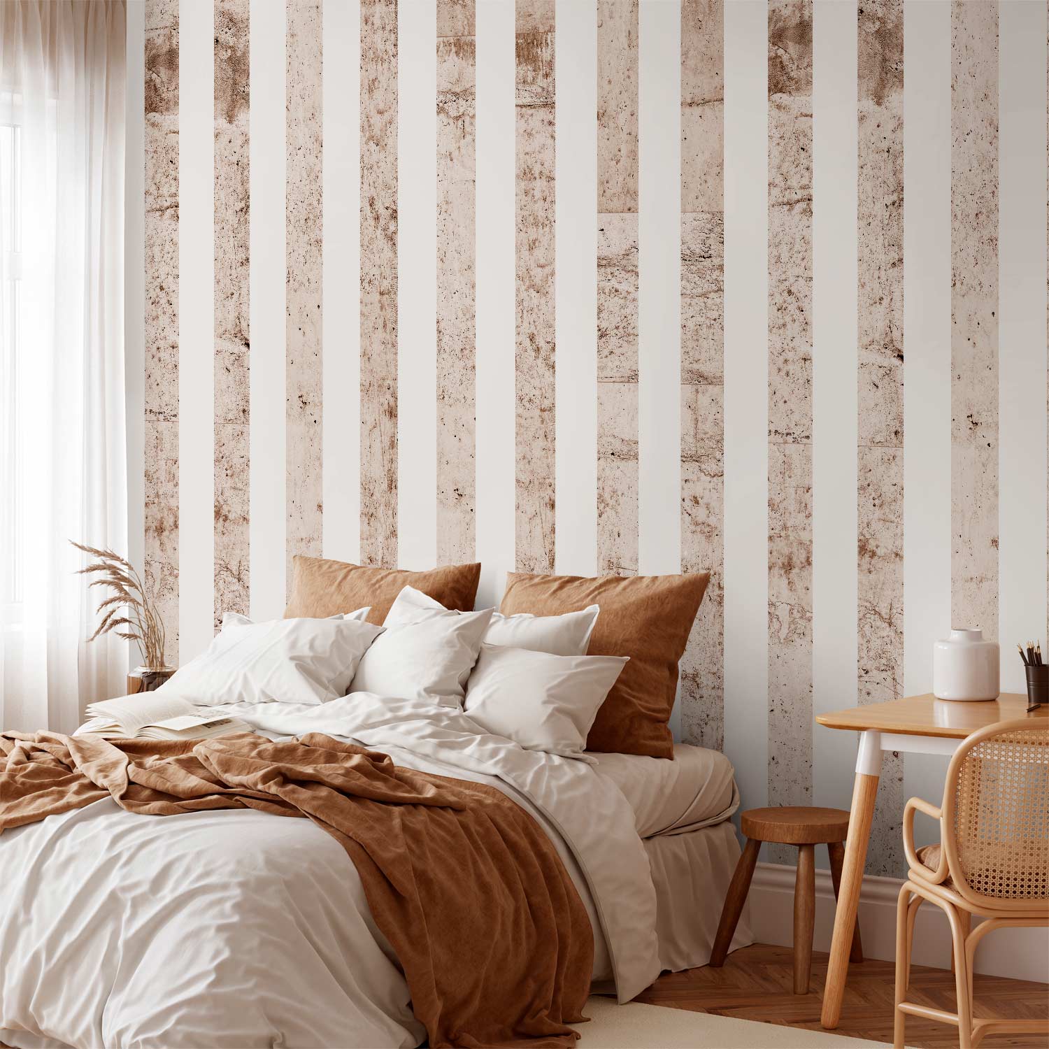 Concrete Stripe Texture Industrial Wallpaper