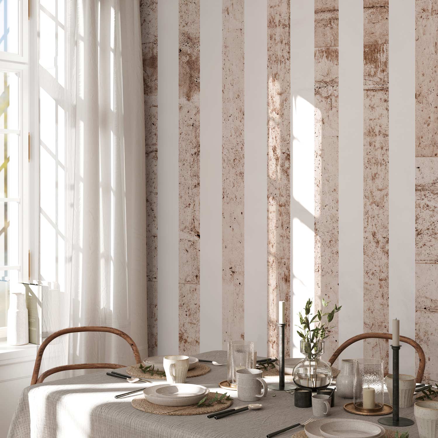 Concrete Stripe Texture Industrial Wallpaper