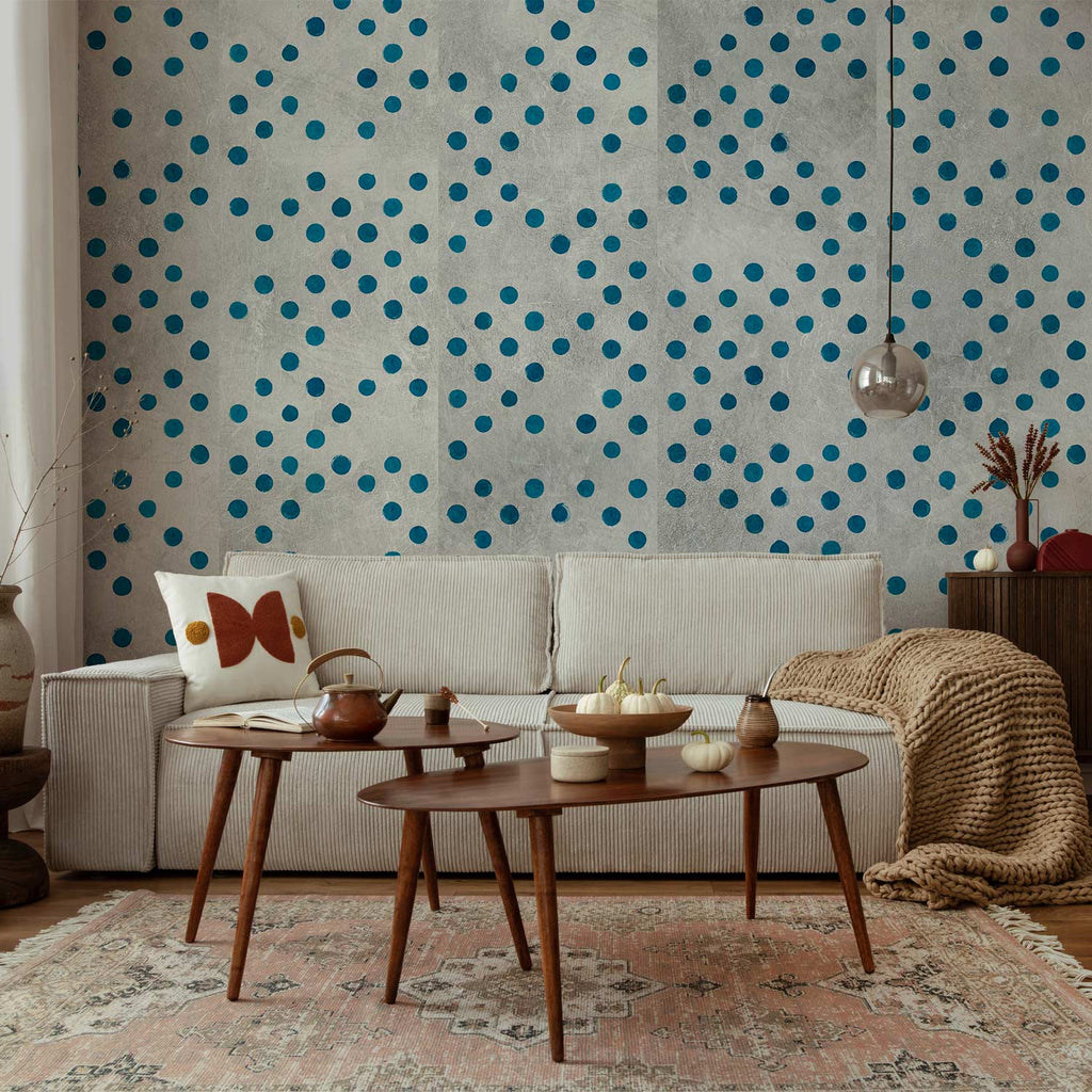 Colorful Polka Dots Concrete Texture Wallpaper