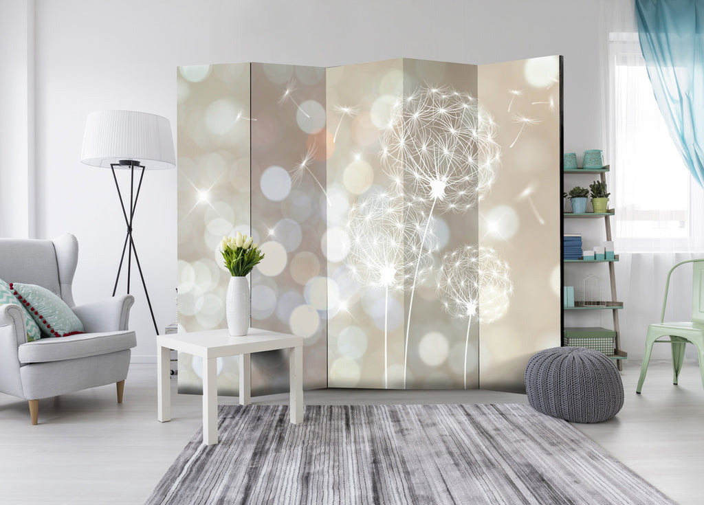 Dandelion Shine Floral 5-Panel Room Divider