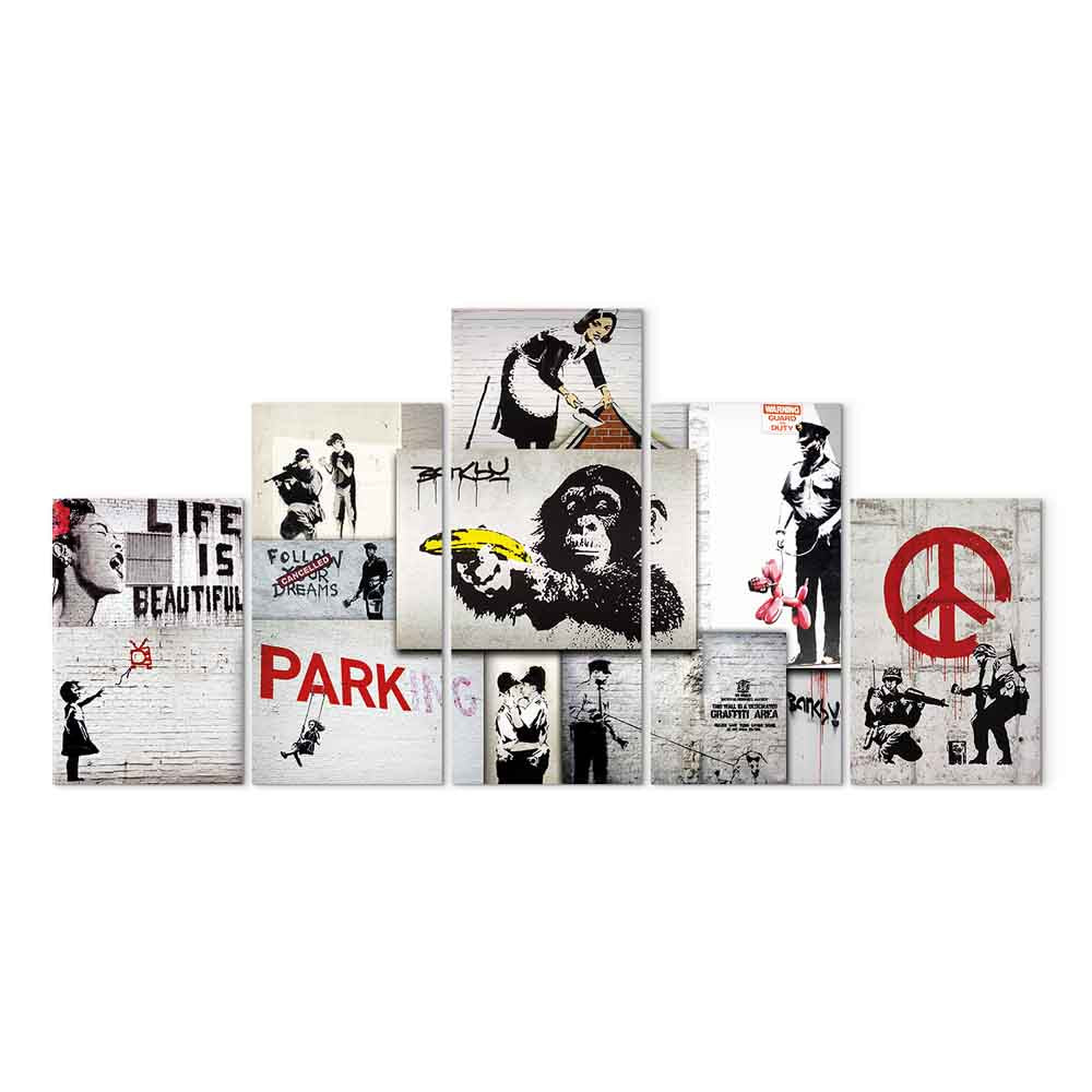 Banksy Street Art Graffiti Multicolor Canvas Print