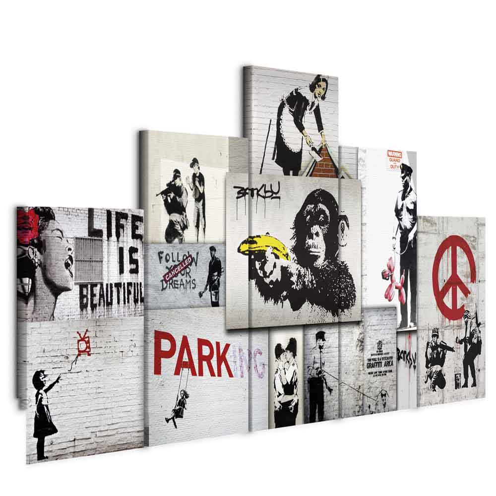 Banksy Street Art Graffiti Multicolor Canvas Print