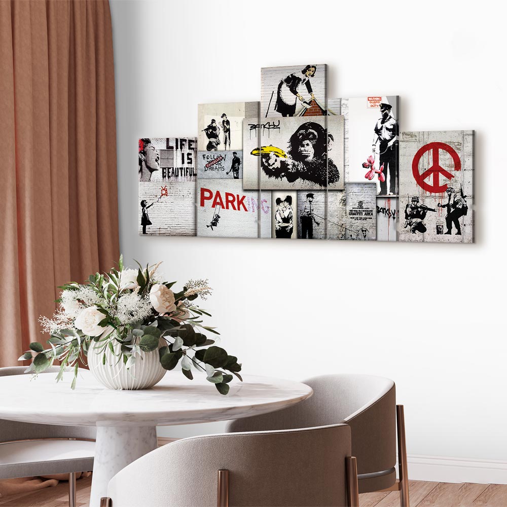 Banksy Street Art Graffiti Multicolor Canvas Print