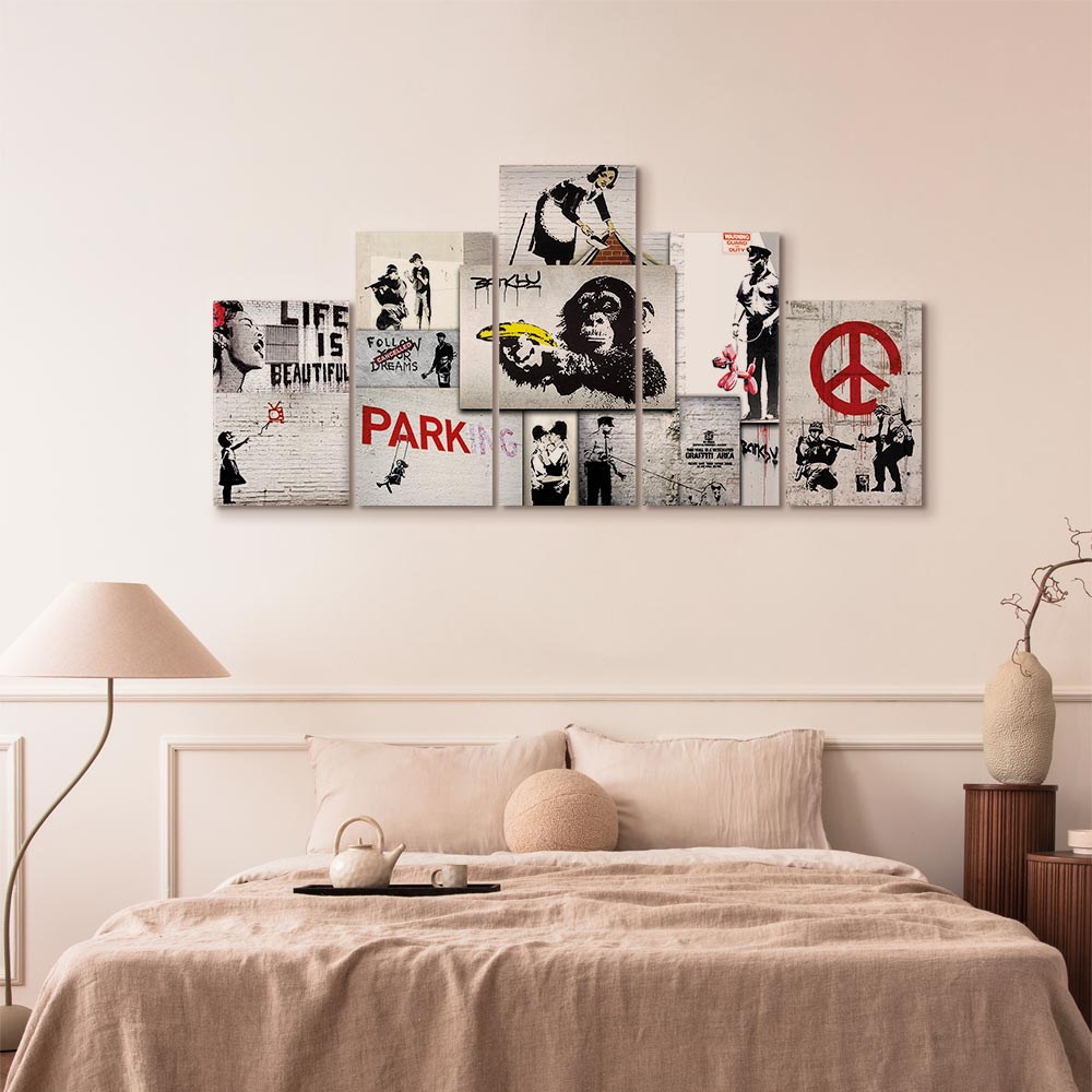Banksy Street Art Graffiti Multicolor Canvas Print