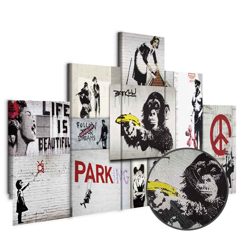 Banksy Street Art Graffiti Multicolor Canvas Print