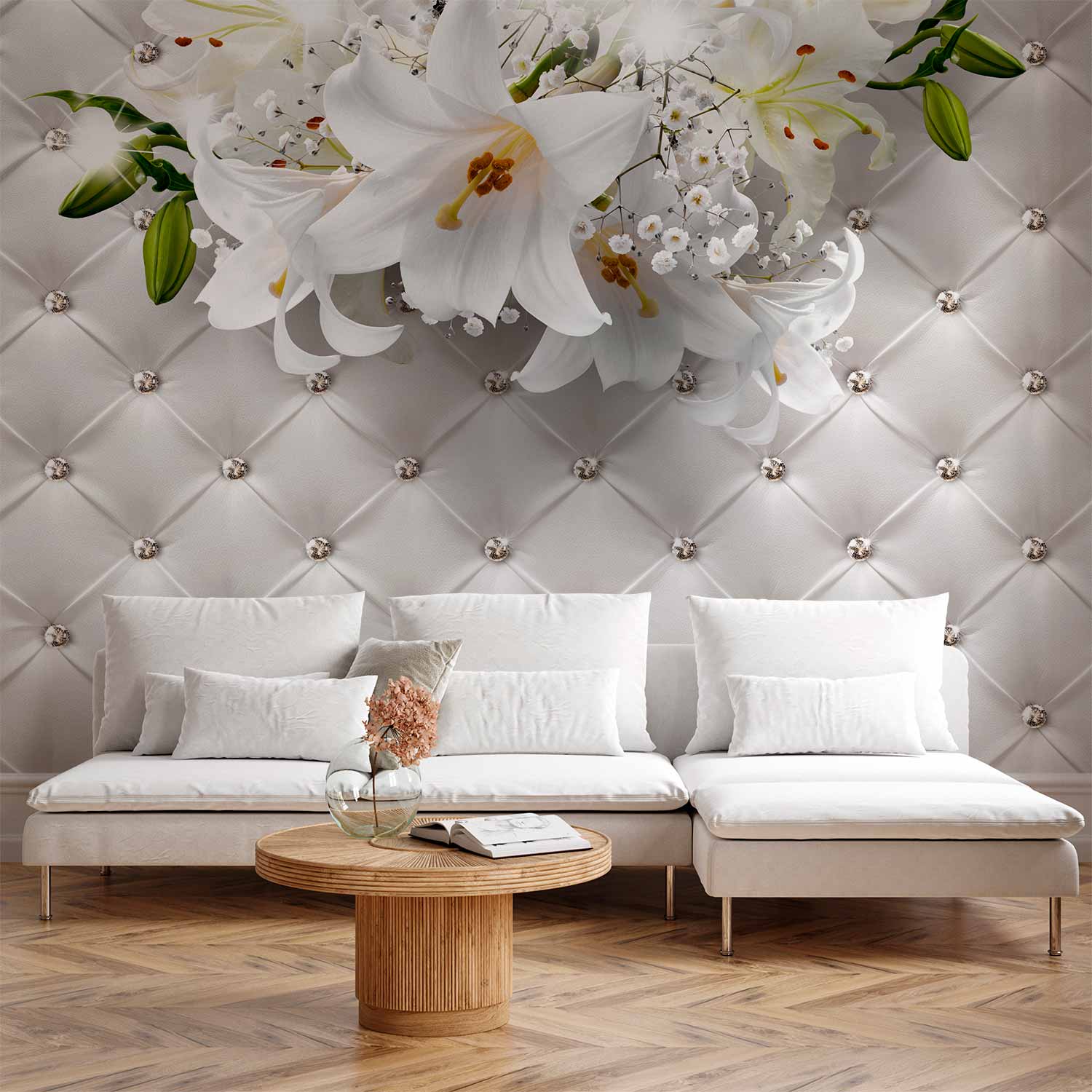Elegant Princess Lilies Diamonds Wall Mural