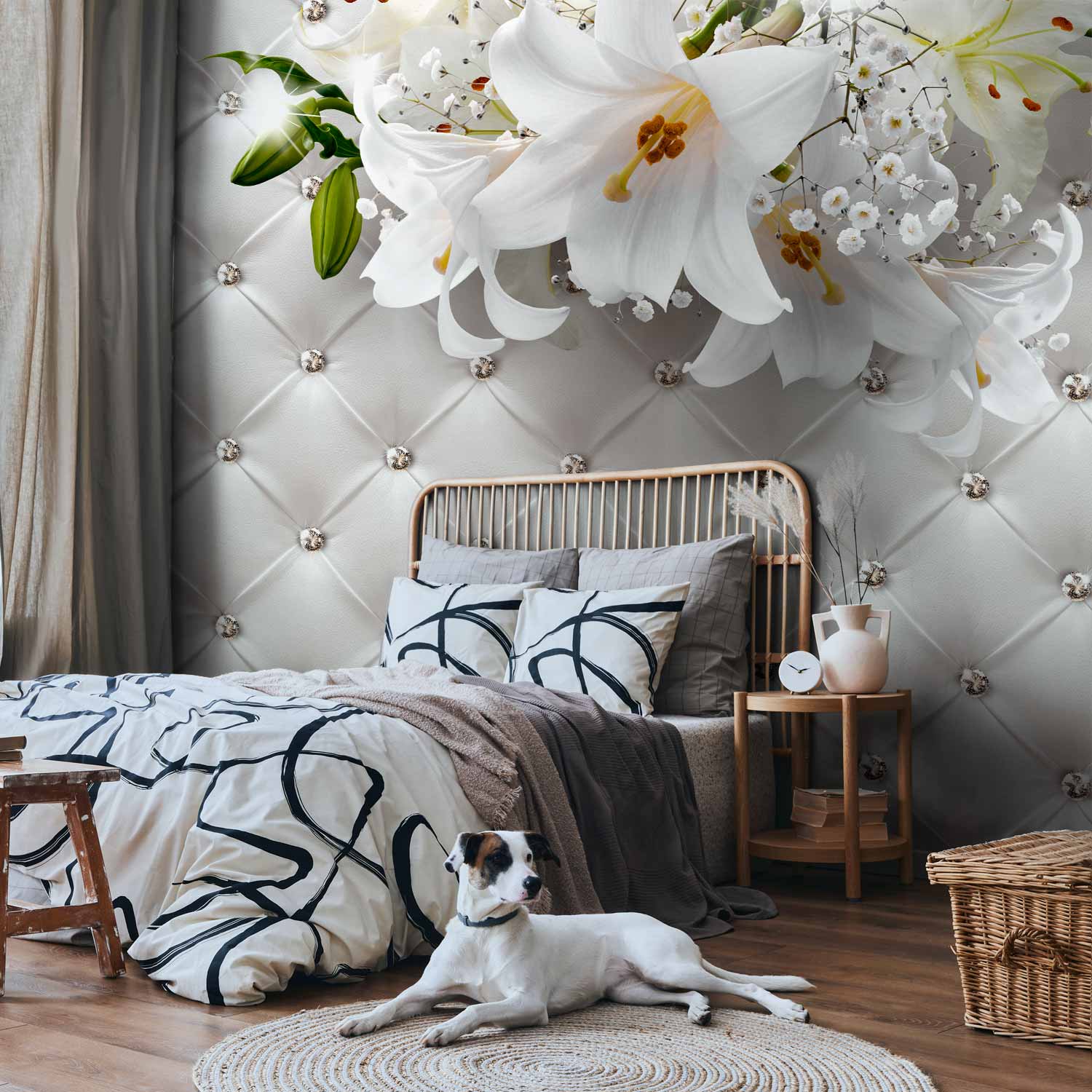 Elegant Princess Lilies Diamonds Wall Mural