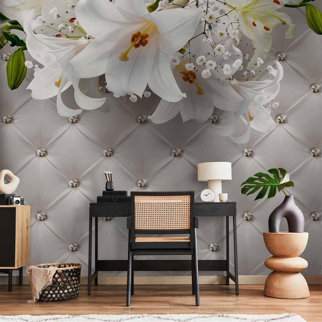 Elegant Princess Lilies Diamonds Wall Mural