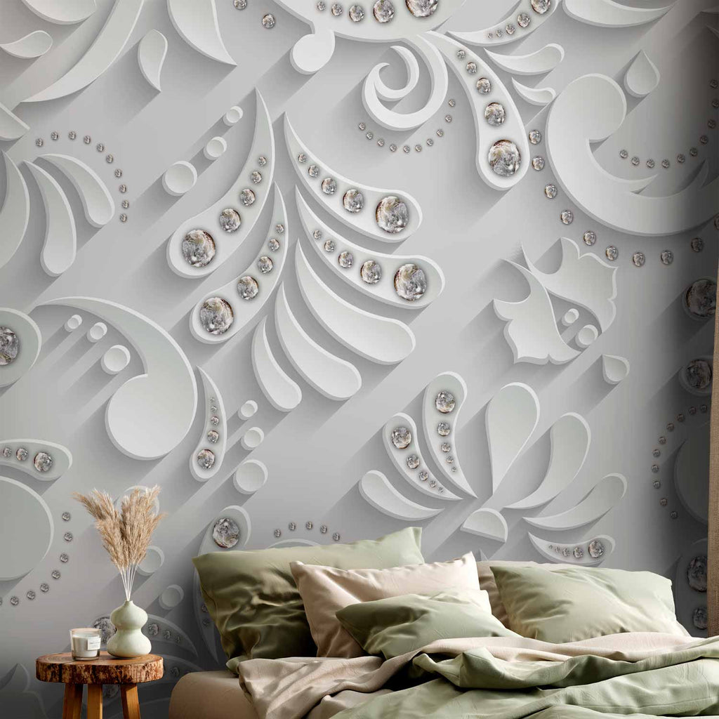3D Crystal Flowers Floral Wall Mural