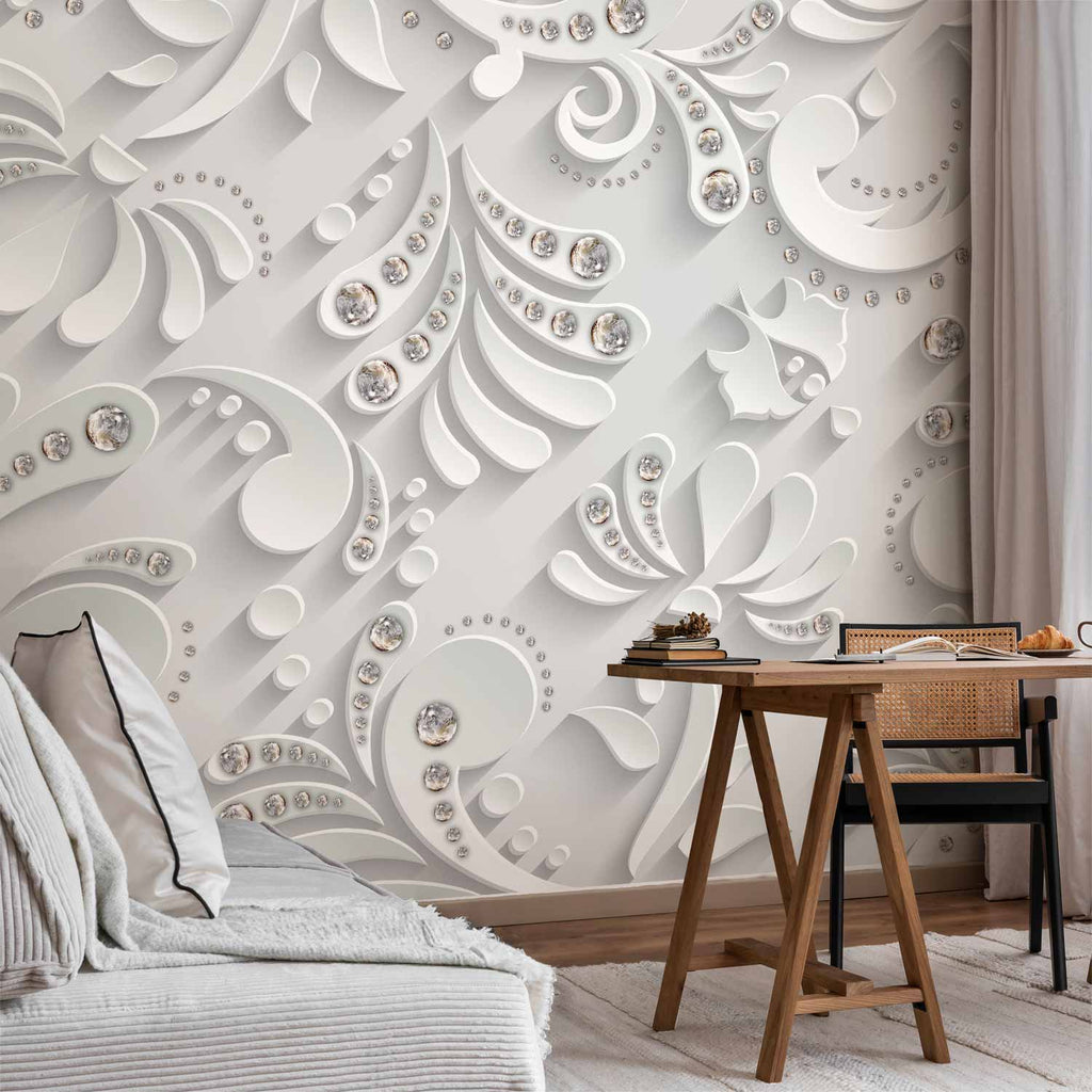 3D Crystal Flowers Floral Wall Mural