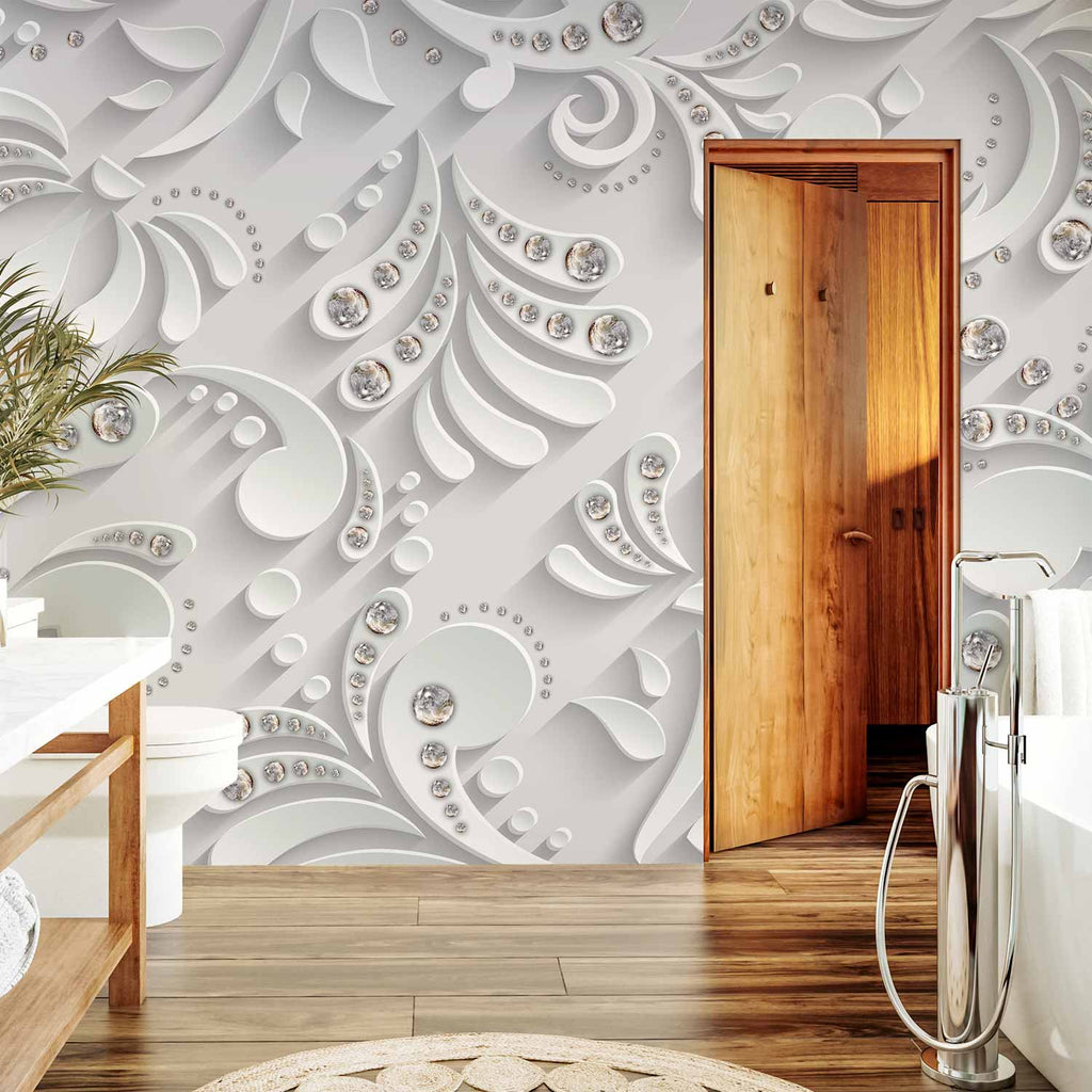 3D Crystal Flowers Floral Wall Mural