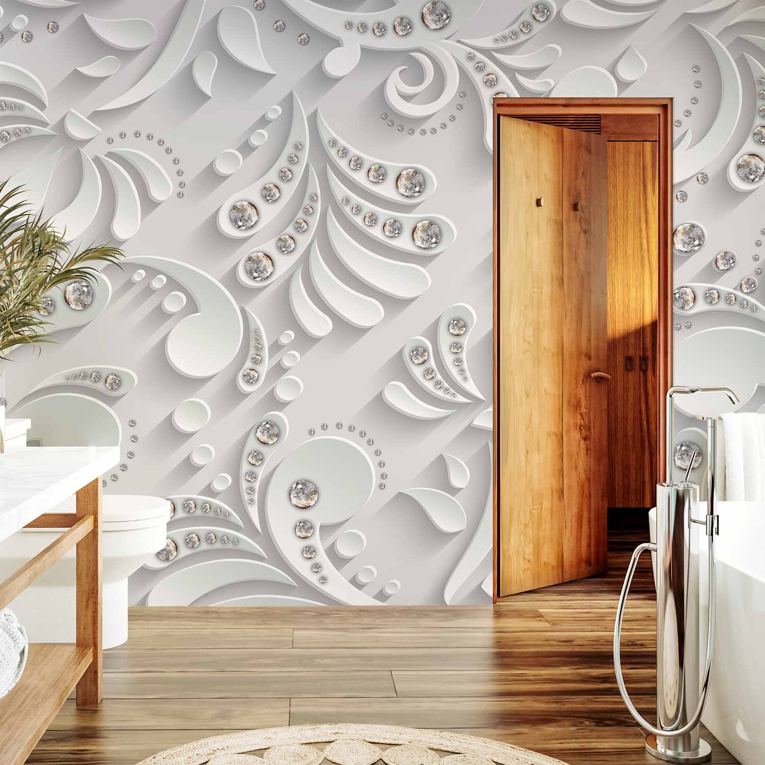 3D Crystal Flowers Floral Wall Mural