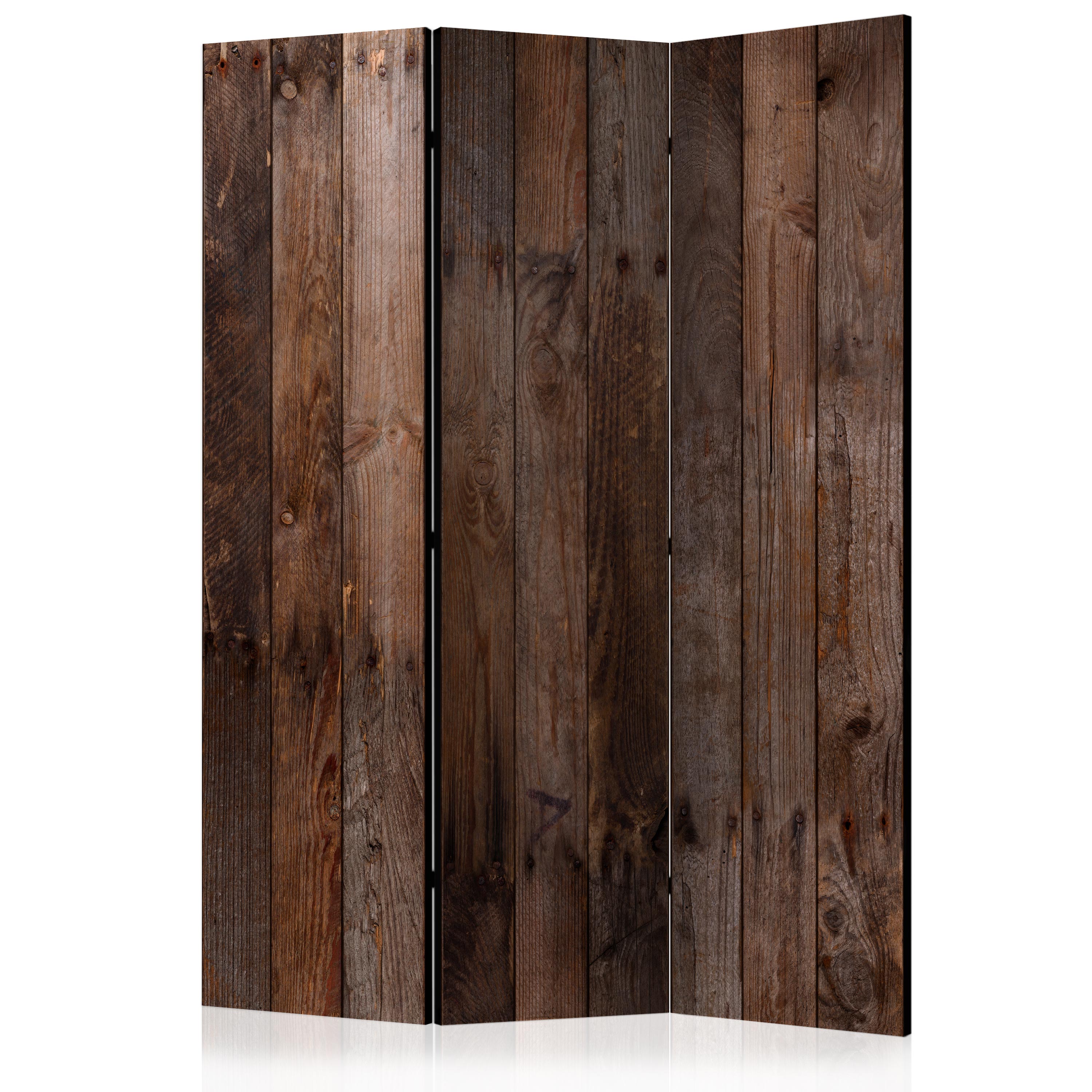 Wooden Hut Texture 3-Panel Room Divider
