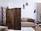Wooden Hut Texture 3-Panel Room Divider