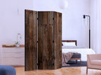 Wooden Hut Texture 3-Panel Room Divider
