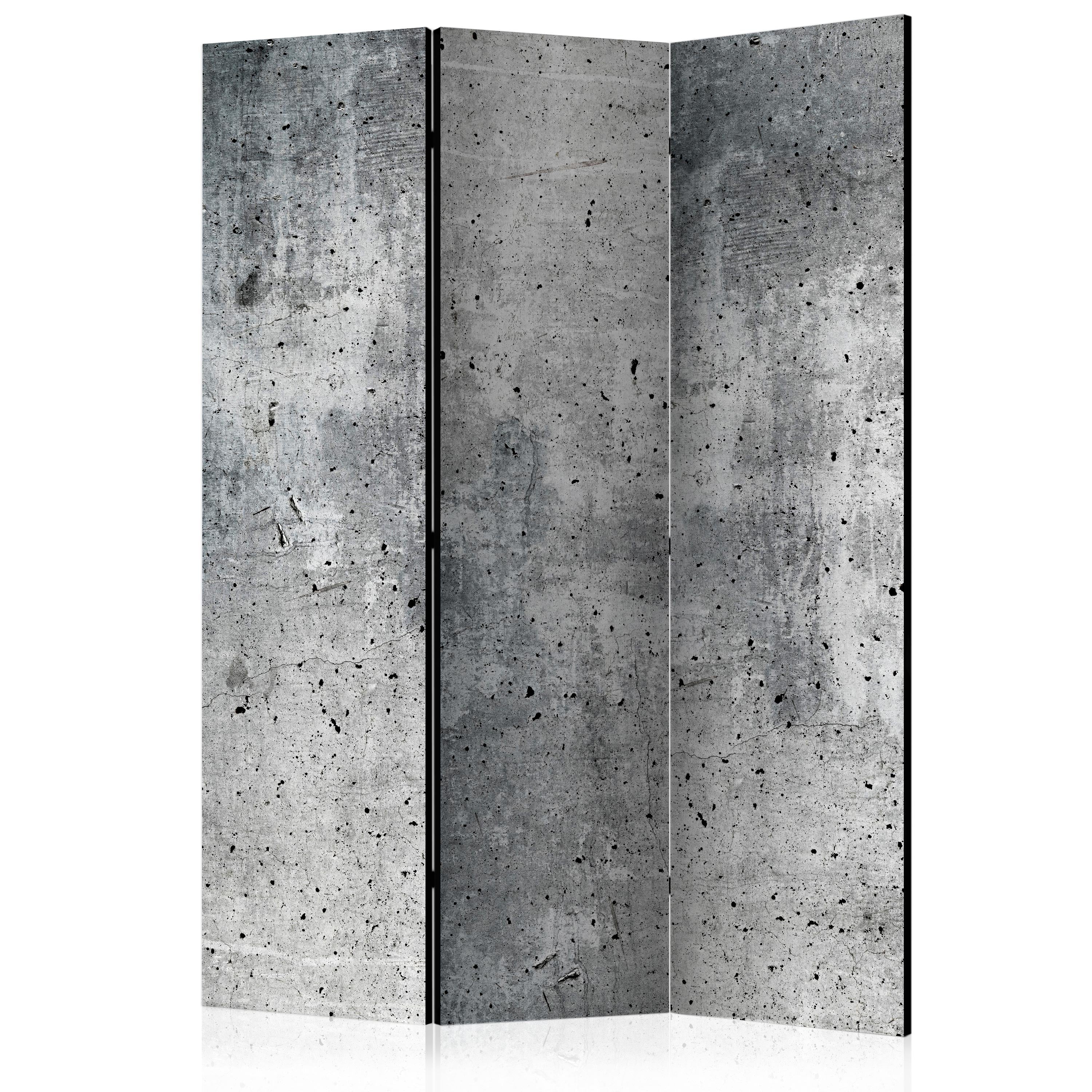 Fresh Concrete Texture Grey 3-Panel Room Divider