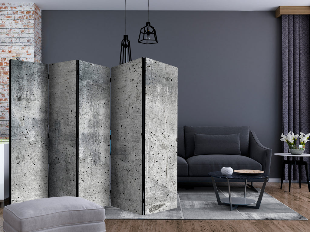 Grey Concrete Texture 5-Panel Room Divider