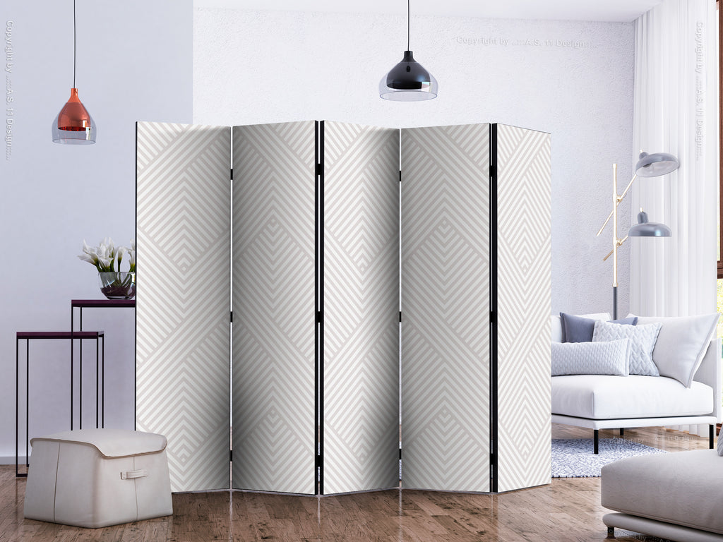 Abstract Broken Lines Geometric 5-Panel Room Divider